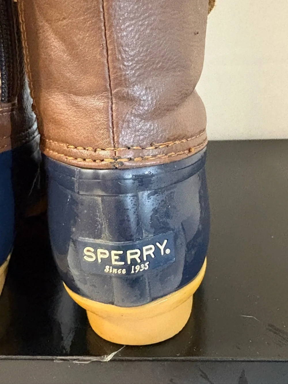 Sperry Kids' girls SZ‎ 1 Saltwater Duck Boots rain boots navy brown weather